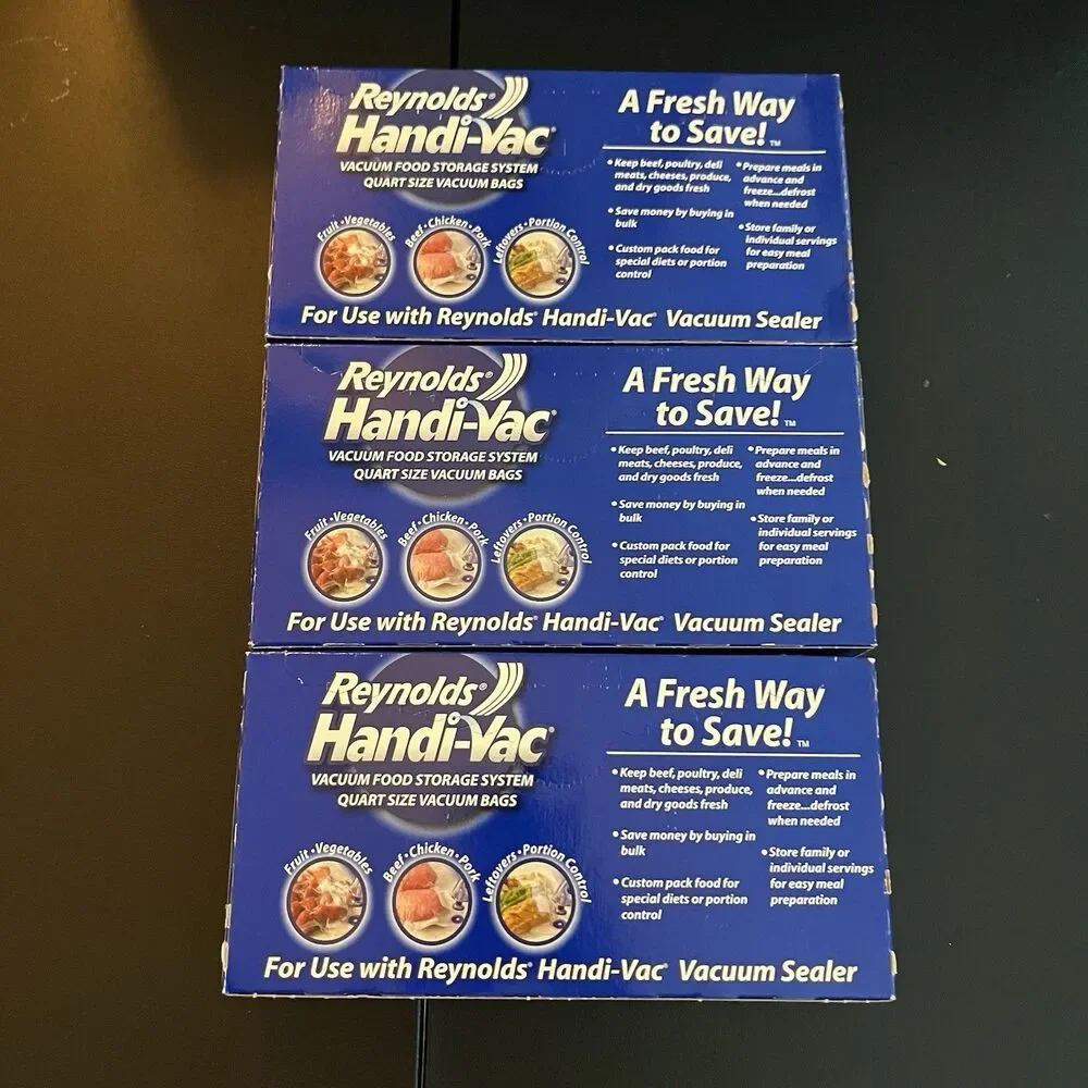 Reynolds Handi-Vac Vacuum Food Storage System Quart Size Bags Lot of 3 -42 Bags